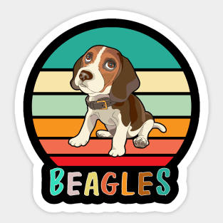 Vintage Retro Beagles Sticker